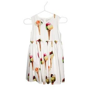Doe A Dear Ice Cream Social White Sleeveless Dress Girls 6